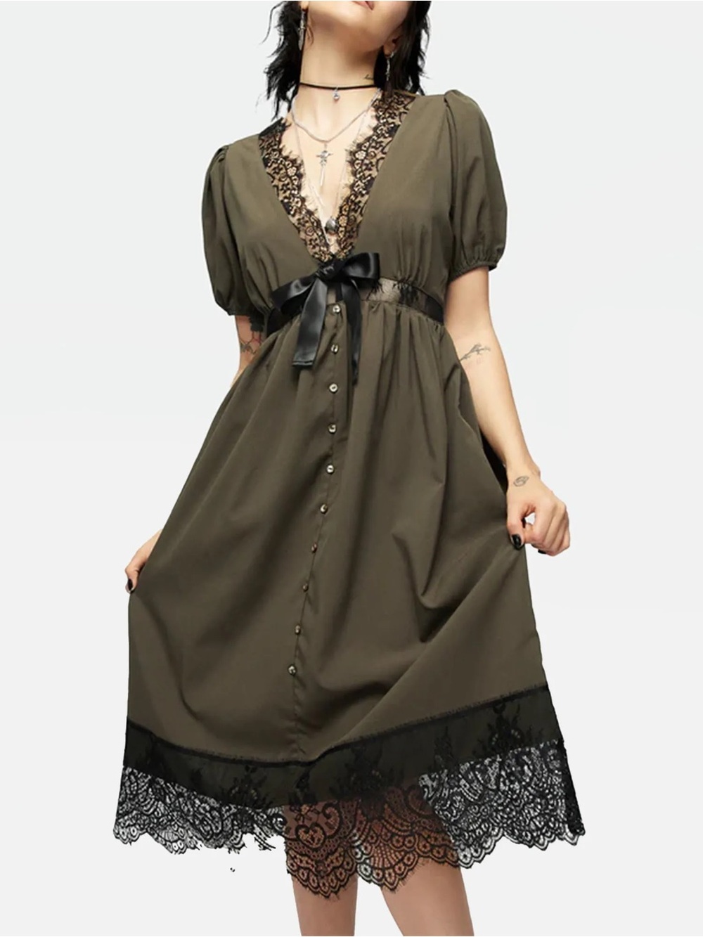 Disturbia Lace-Trim Midi Dress
